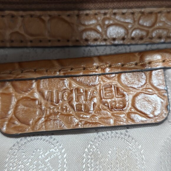 Michael Kors Fall Color Croc Embossed Dillon Satchel Tote Over the Shoulder - Picture 10 of 16